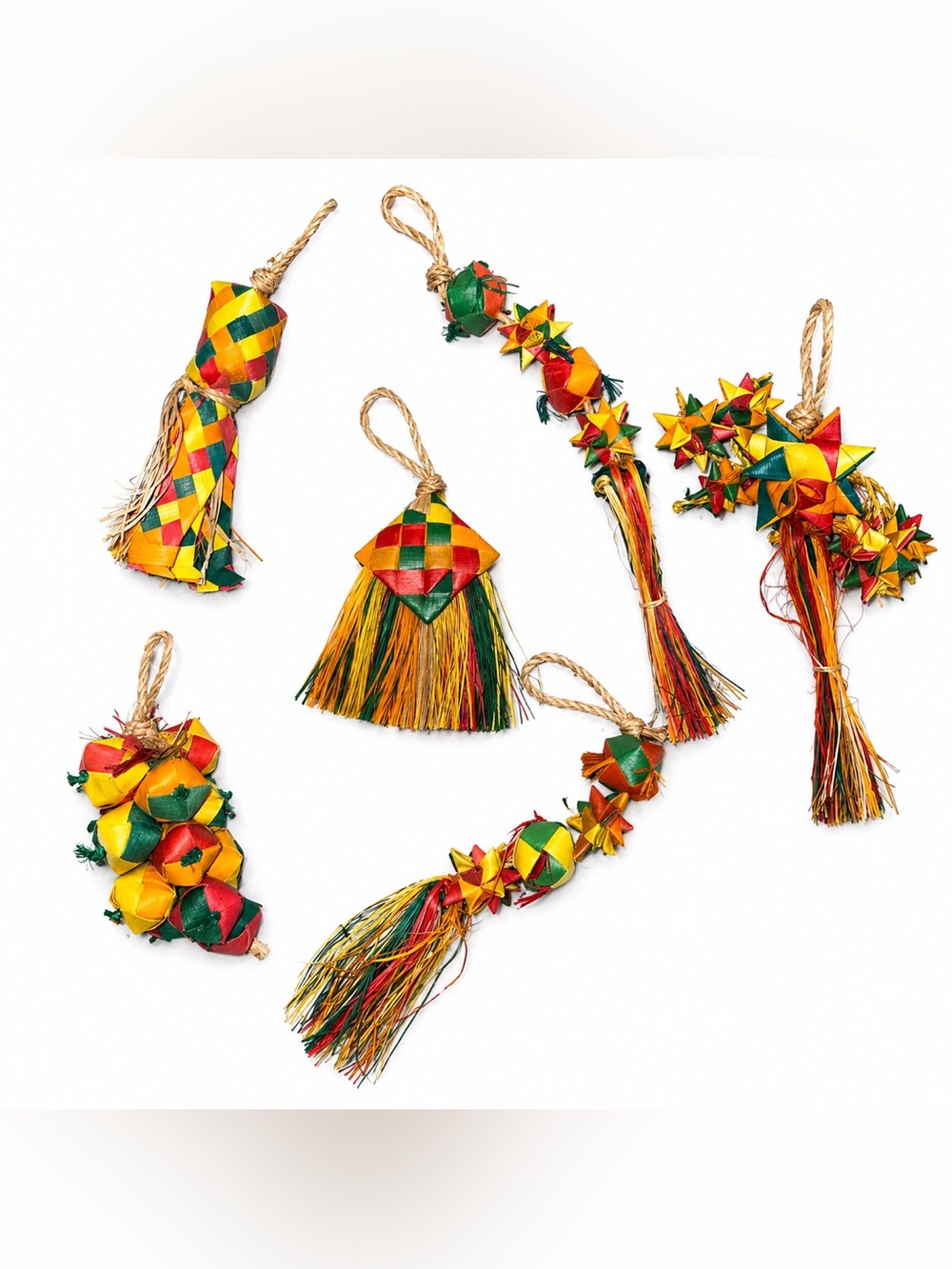 NEW Bird Toy Bundle Natural Woven Chew Toys Parrot Conure Cockatiel Set